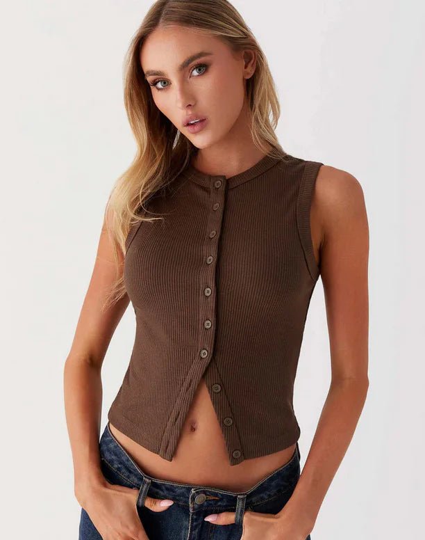 Rhea Sleeveless Waistcoat Top - Musttbuy