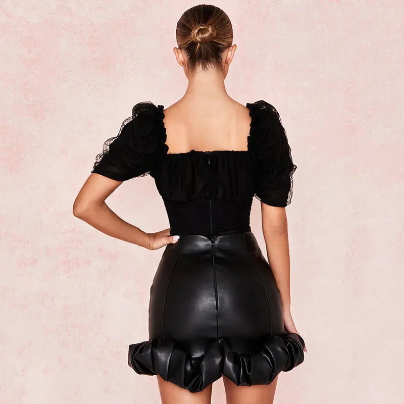Roxy Ruffle Leather Skirt - Musttbuy