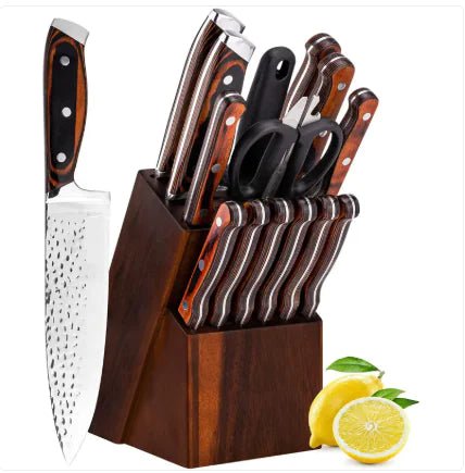Set Of 15 Hammered And Forged Chef's Knives - Musttbuy