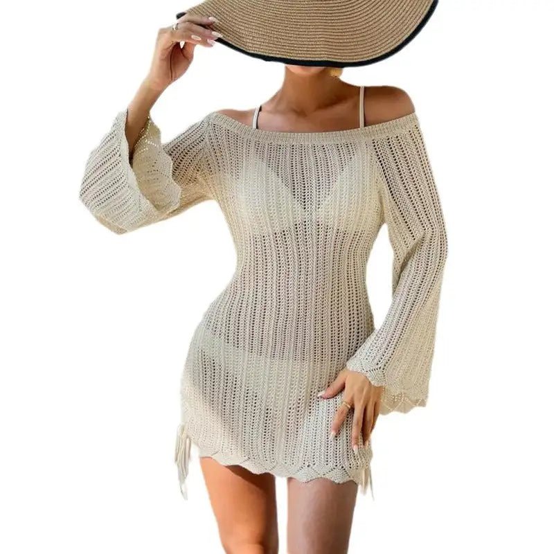 Solid Color Knitted Beach Dress - Musttbuy