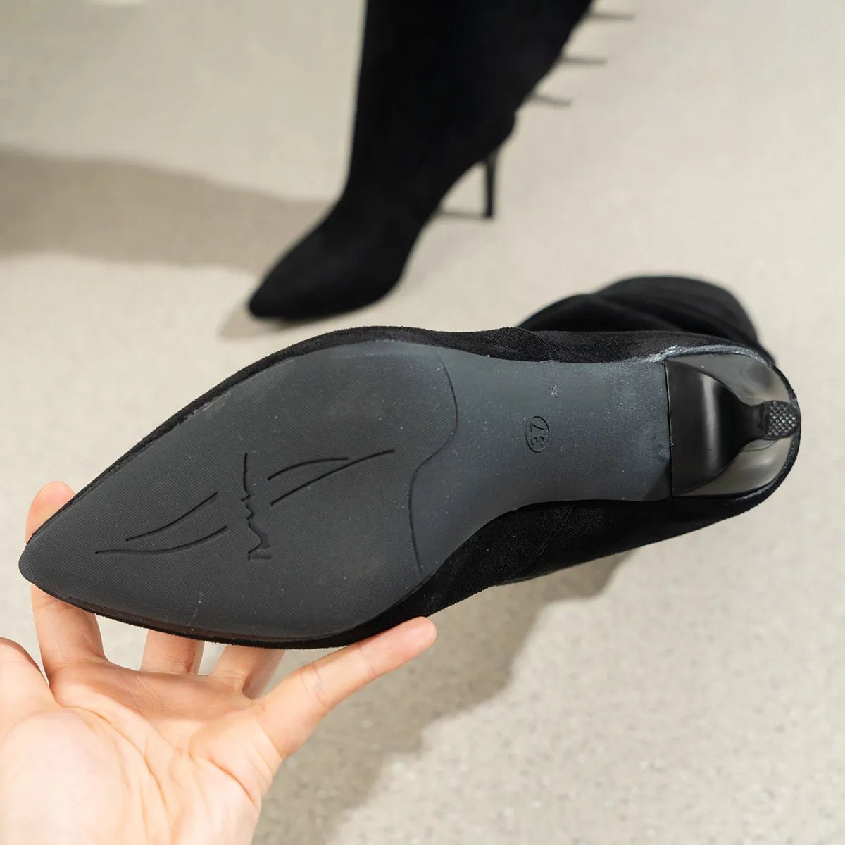 Solid Color Stiletto Heel Boots - Musttbuy