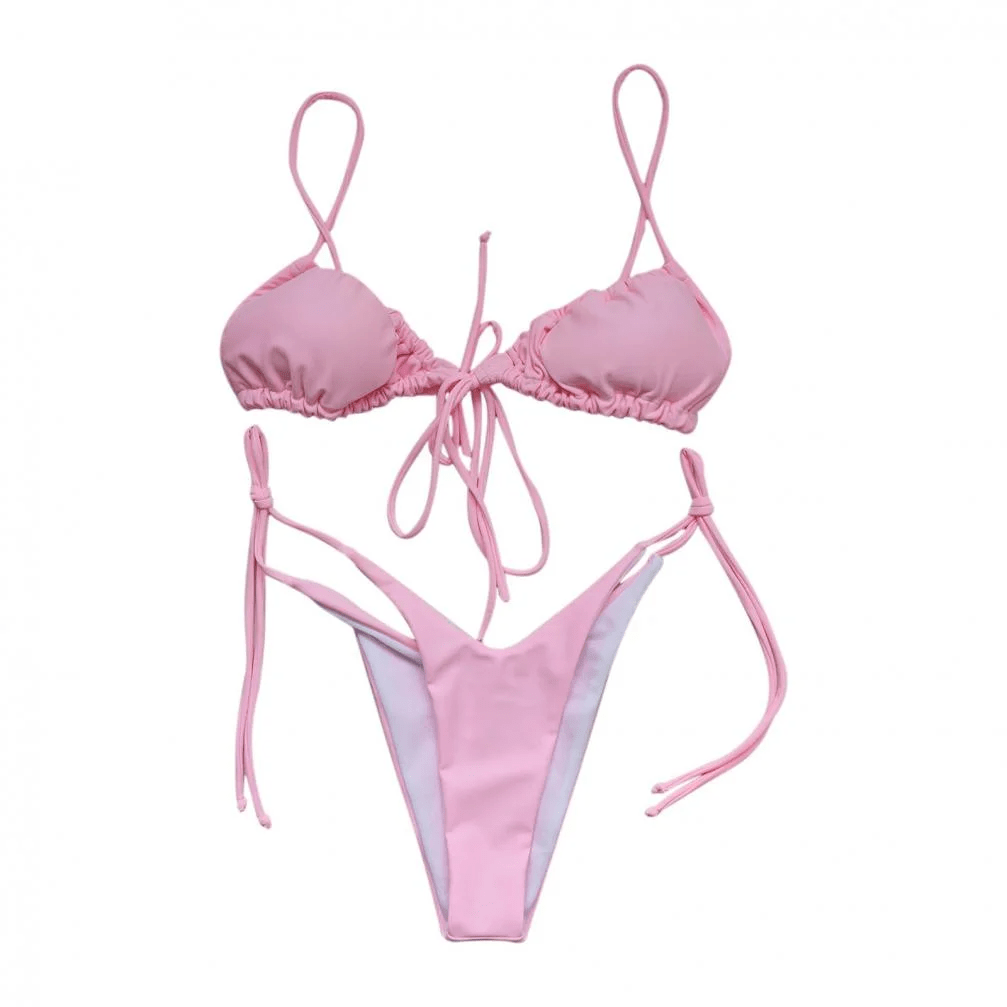 Split Solid Beach Bikini Swimwear - Musttbuy