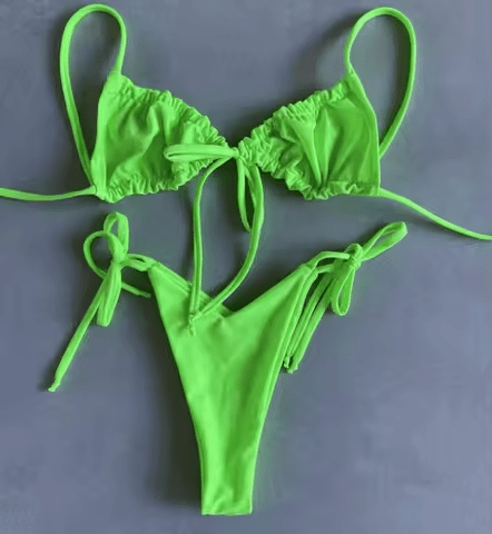 Split Solid Beach Bikini Swimwear - Musttbuy