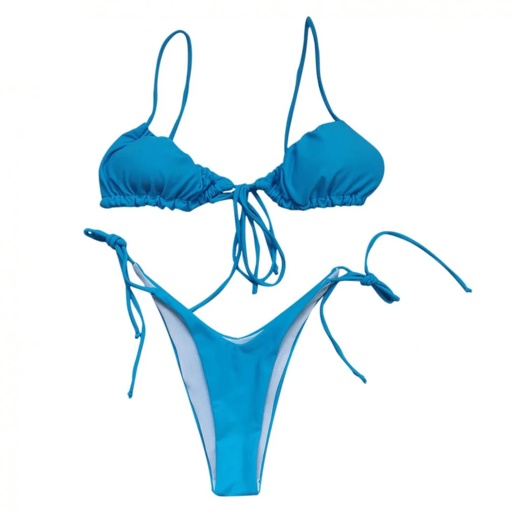 Split Solid Beach Bikini Swimwear - Musttbuy