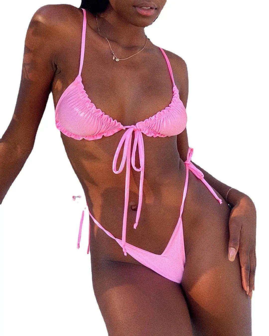 Split Solid Beach Bikini Swimwear - Musttbuy