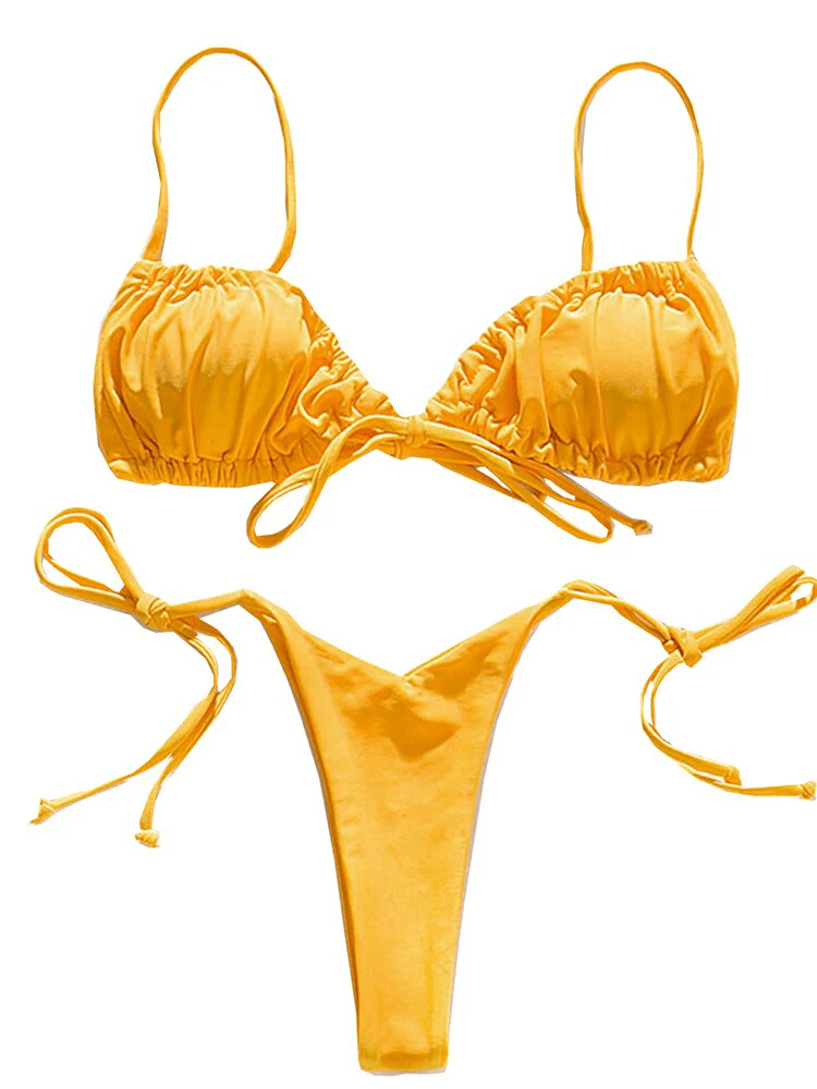 Split Solid Beach Bikini Swimwear - Musttbuy