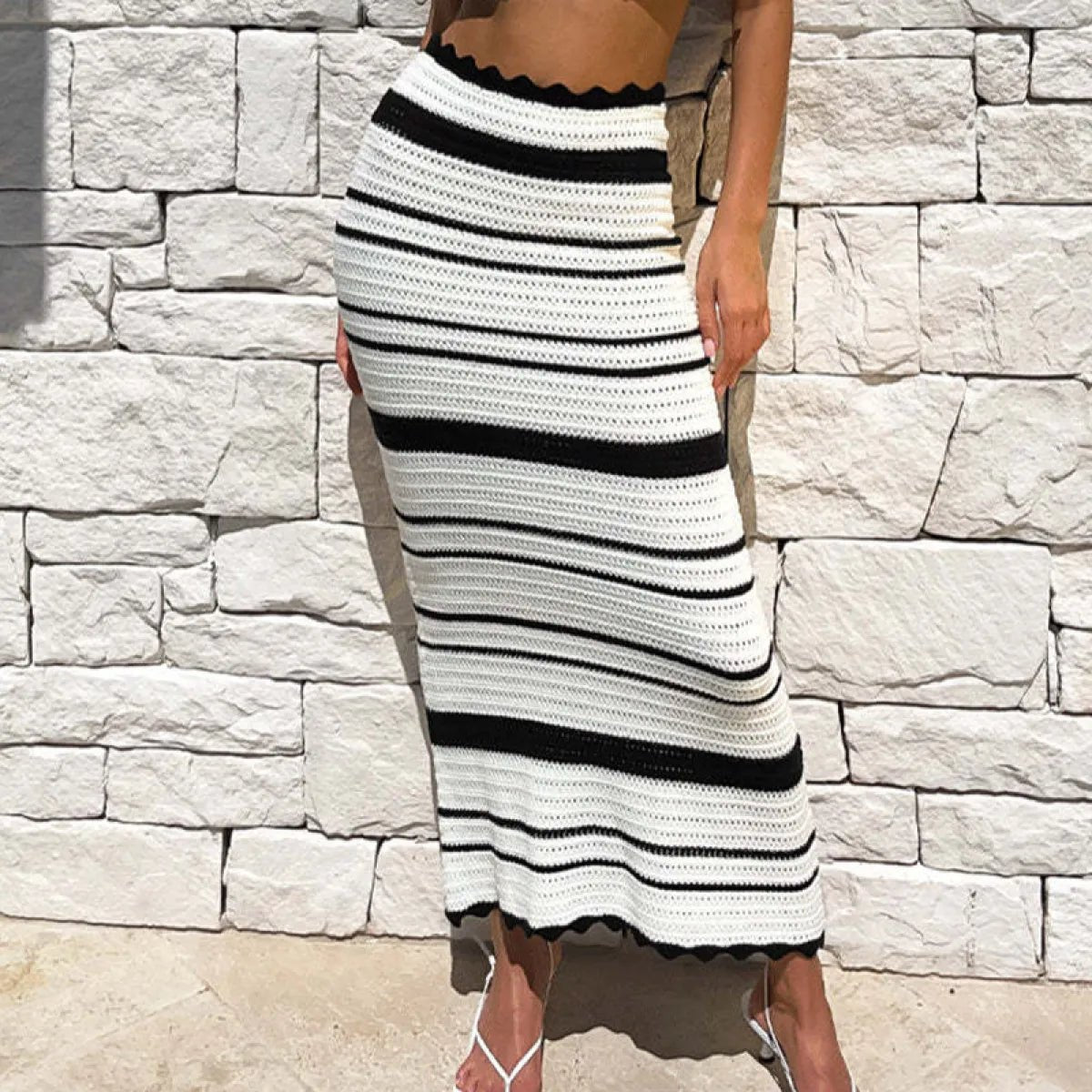 Striped Crochet Casual Dress Set - Musttbuy