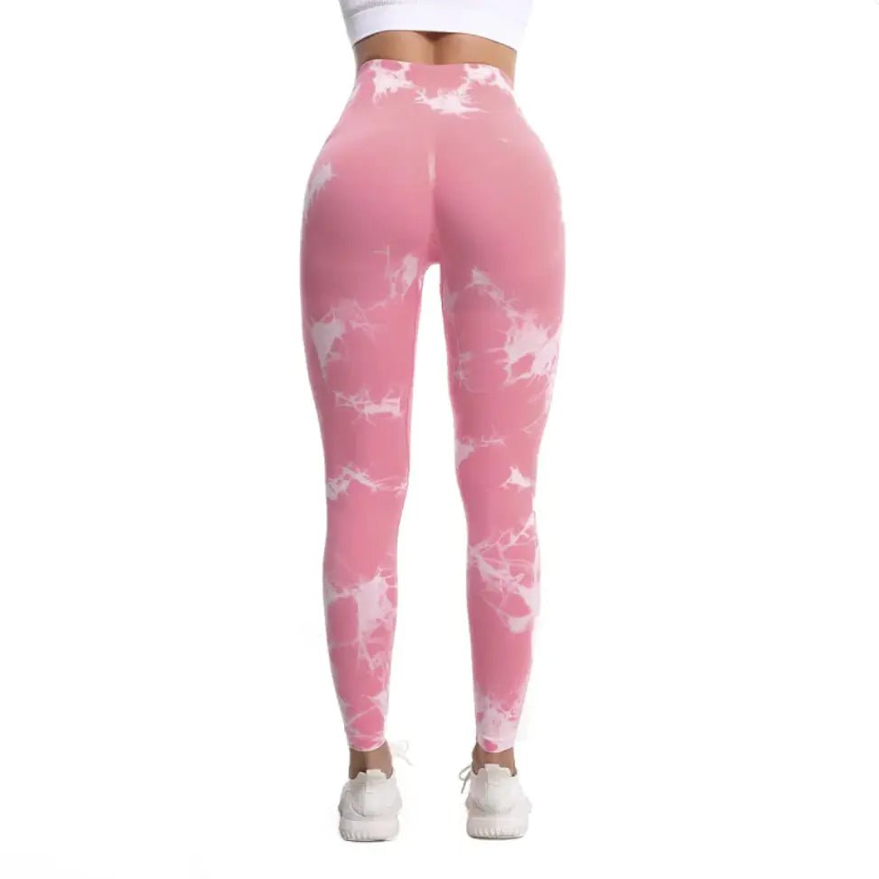 Tie - dye Printed High Waist Hip Fitness Pants - Musttbuy