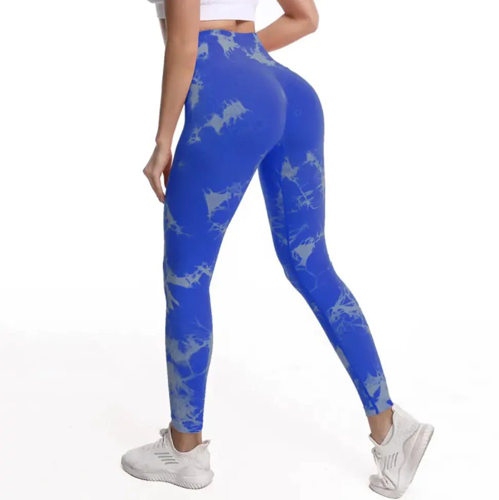Tie - dye Printed High Waist Hip Fitness Pants - Musttbuy