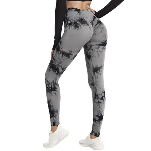 Tie - dye Printed High Waist Hip Fitness Pants - Musttbuy