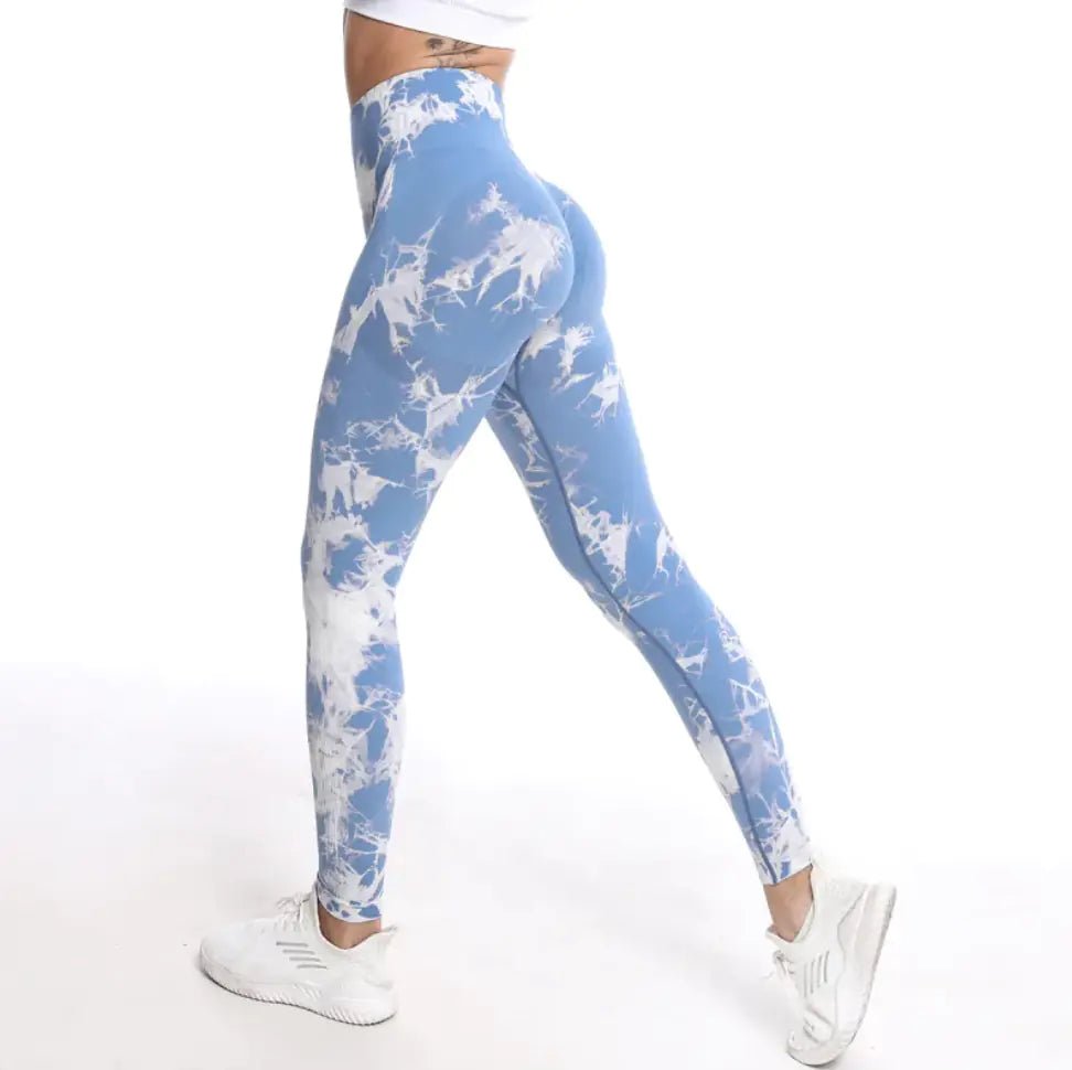 Tie - dye Printed High Waist Hip Fitness Pants - Musttbuy
