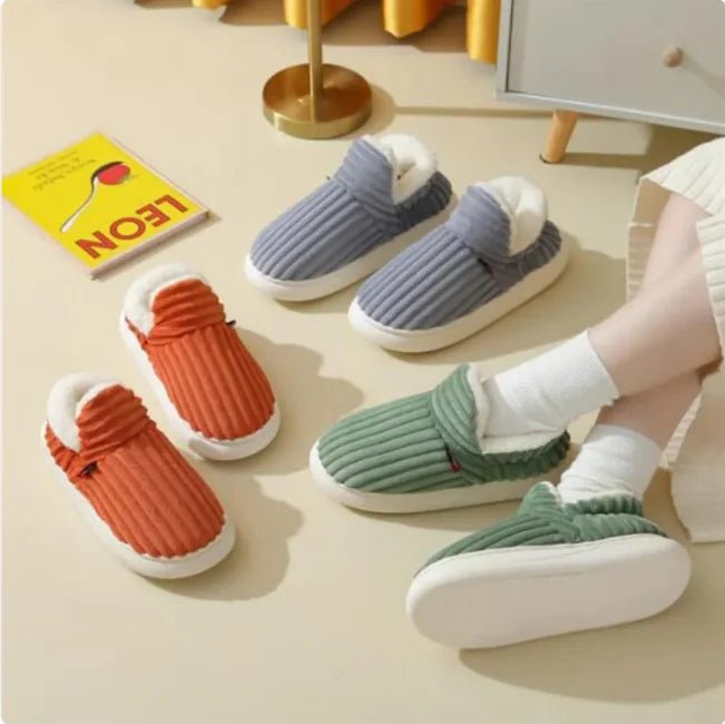 Unisex Winter Slippers – Plush Cotton Fleece for Indoor & Outdoor - Musttbuy