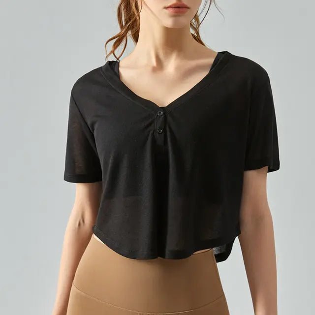 V - Neck Long Sleeve Yoga Top Sports Shirt - Musttbuy