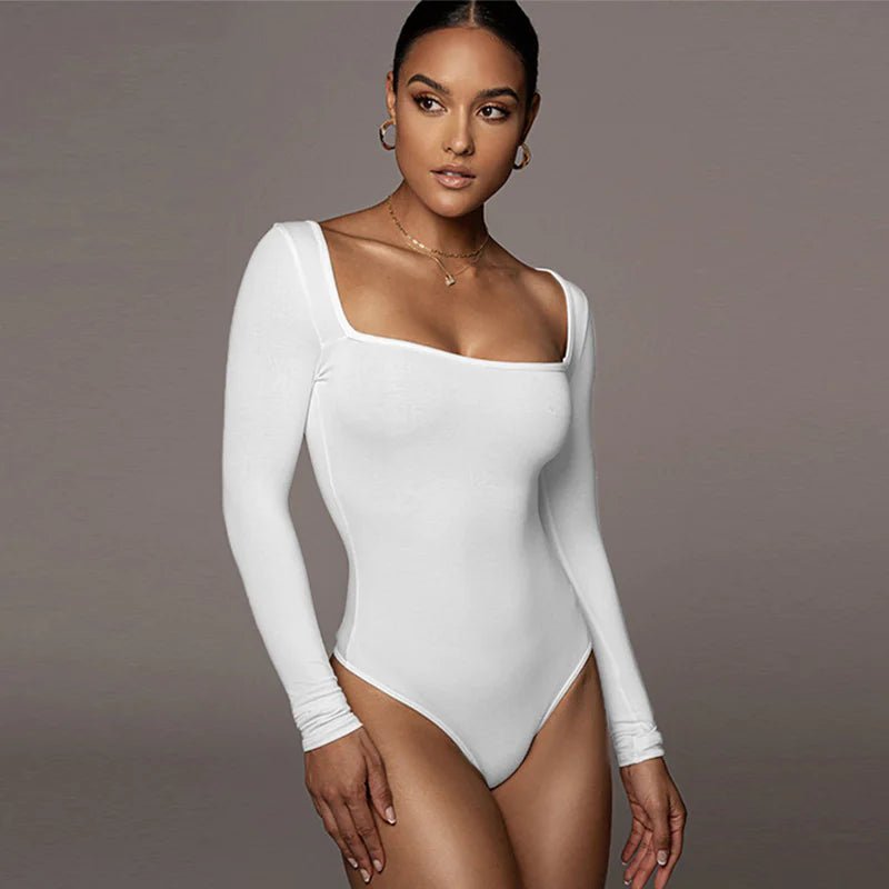Velvet Square - Neck Long Sleeve bodysuit for Women - Musttbuy