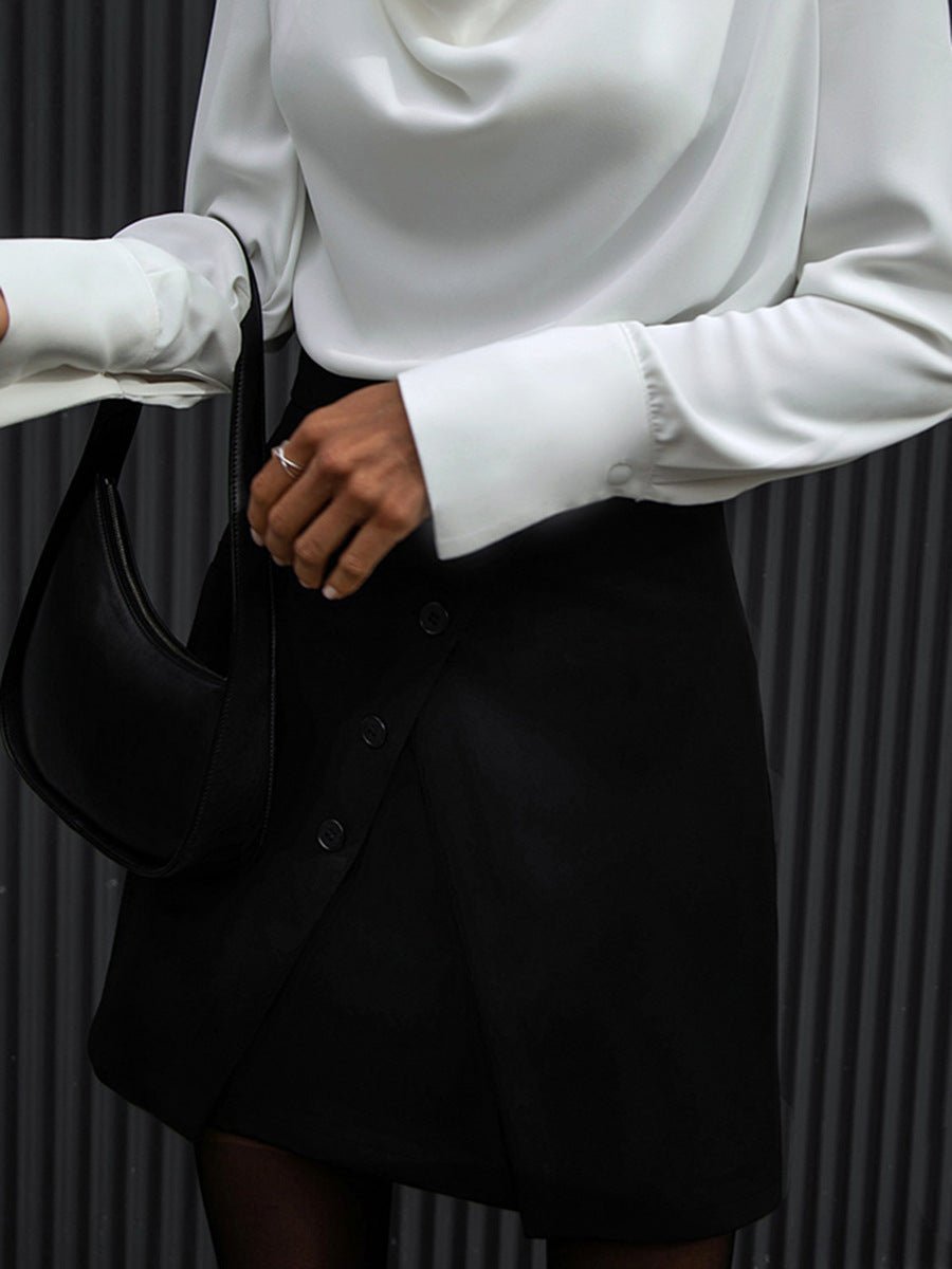 Vienne Button Fold Skirt - Musttbuy