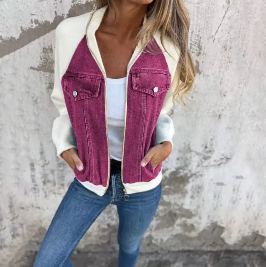Women's Casual Hooded Denim Patchwork Jacket - Musttbuy