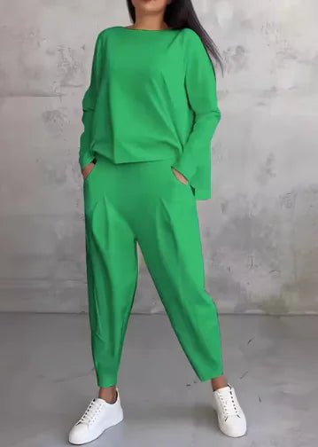 Women's Irregular Design Long - sleeved Sweater Harem Pants Suit - Musttbuy
