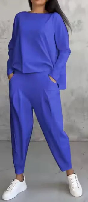 Women's Irregular Design Long - sleeved Sweater Harem Pants Suit - Musttbuy