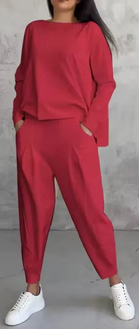 Women's Irregular Design Long - sleeved Sweater Harem Pants Suit - Musttbuy