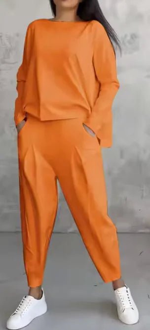 Women's Irregular Design Long - sleeved Sweater Harem Pants Suit - Musttbuy