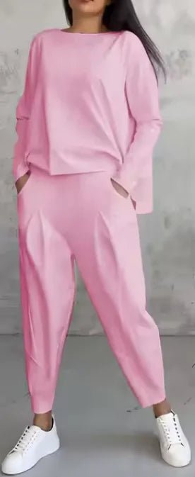 Women's Irregular Design Long - sleeved Sweater Harem Pants Suit - Musttbuy