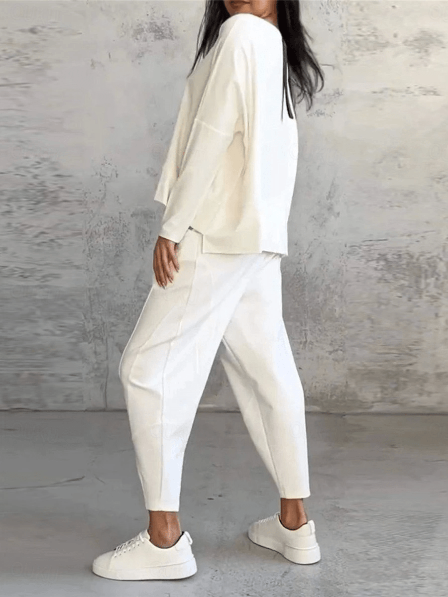 Women's Irregular Design Long - sleeved Sweater Harem Pants Suit - Musttbuy