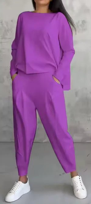 Women's Irregular Design Long - sleeved Sweater Harem Pants Suit - Musttbuy