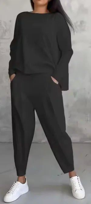 Women's Irregular Design Long - sleeved Sweater Harem Pants Suit - Musttbuy