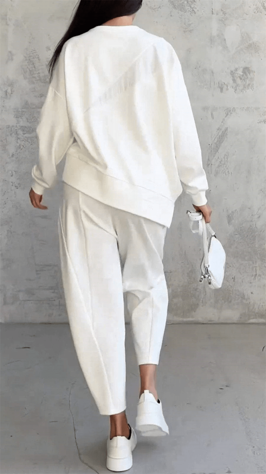 Women's Irregular Design Long - sleeved Sweater Harem Pants Suit - Musttbuy