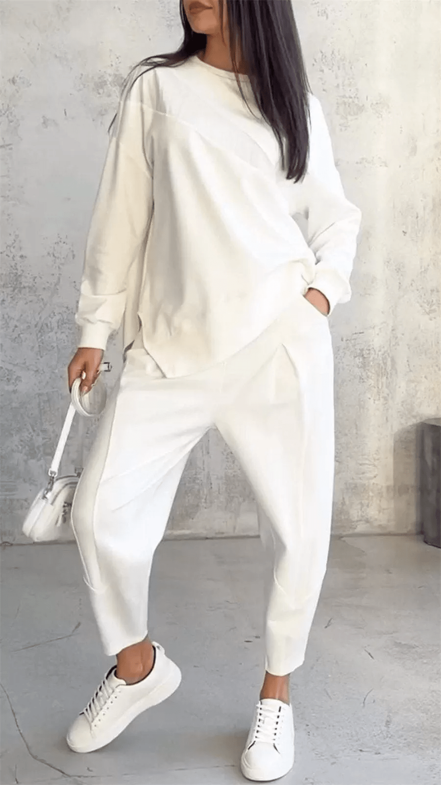 Women's Irregular Design Long - sleeved Sweater Harem Pants Suit - Musttbuy
