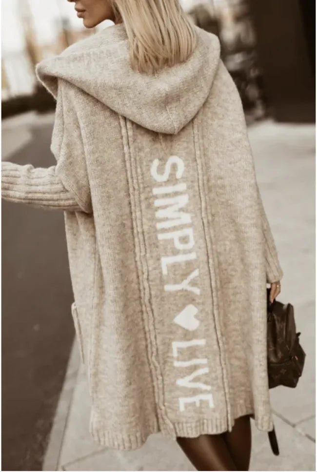 Women's Long Hooded Letter Cardigan - Musttbuy