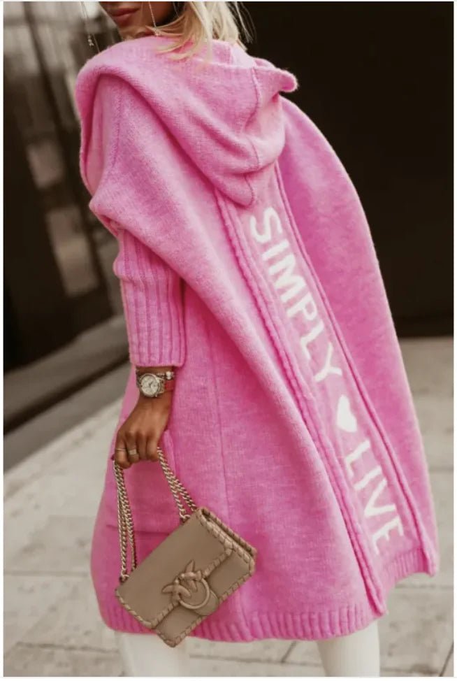 Women's Long Hooded Letter Cardigan - Musttbuy
