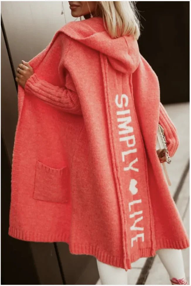 Women's Long Hooded Letter Cardigan - Musttbuy