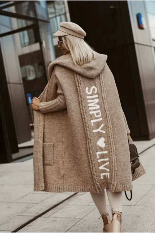 Women's Long Hooded Letter Cardigan - Musttbuy