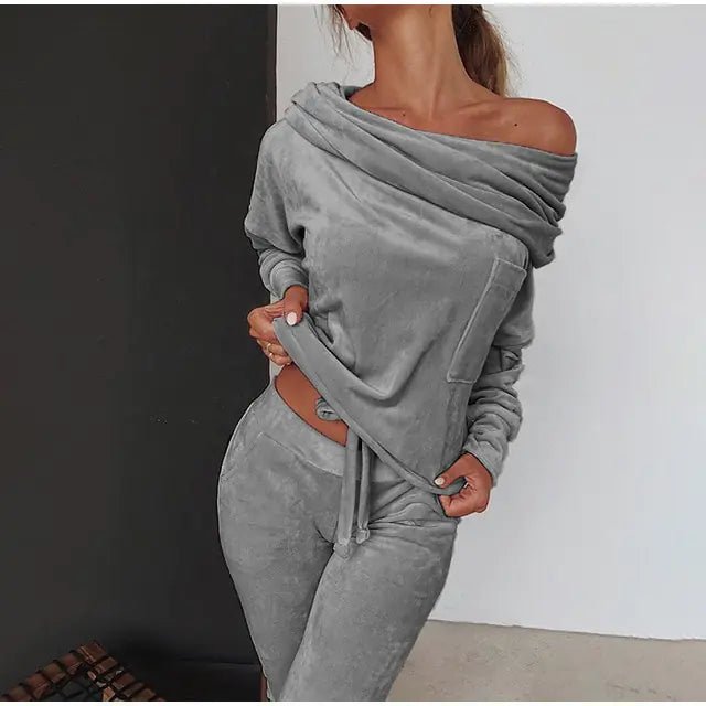 Women's Off - the - Shoulder Velvet Set - Musttbuy