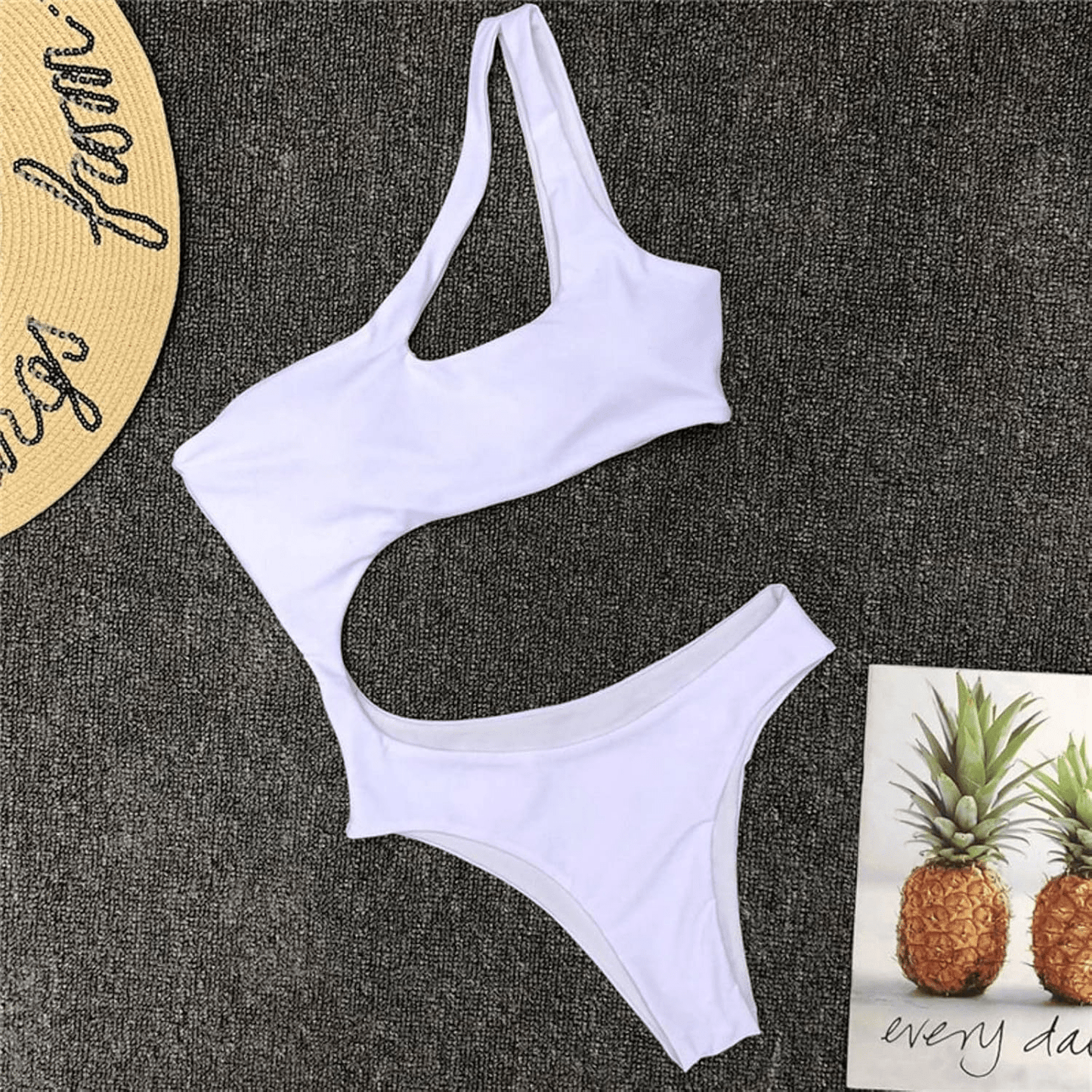 Women's Solid Color One - Piece Swimsuit with Zipper - Musttbuy