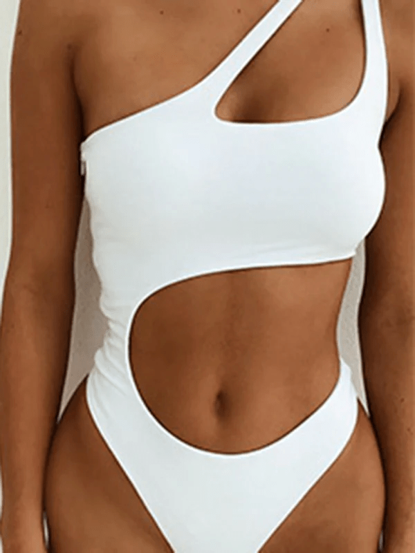 Women's Solid Color One - Piece Swimsuit with Zipper - Musttbuy