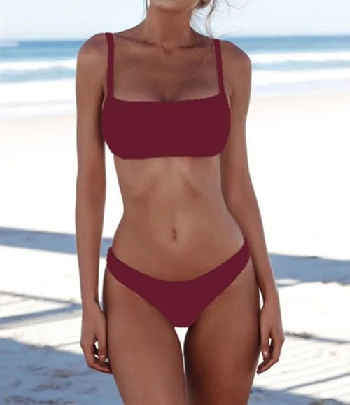 Women's Two - Piece solid Bikini Set Swimwear - Musttbuy