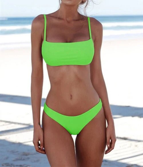 Women's Two - Piece solid Bikini Set Swimwear - Musttbuy