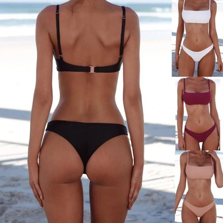 Women's Two - Piece solid Bikini Set Swimwear - Musttbuy