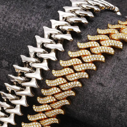 18mm Gold Two - Row Diamond Thorns Cuban Link Bracelet - Musttbuy