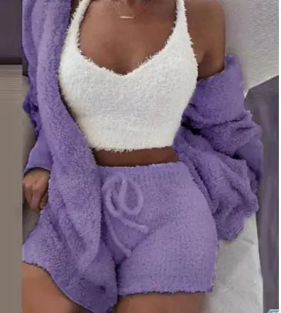 3 - Piece Women's Plush Loungewear Set - Musttbuy