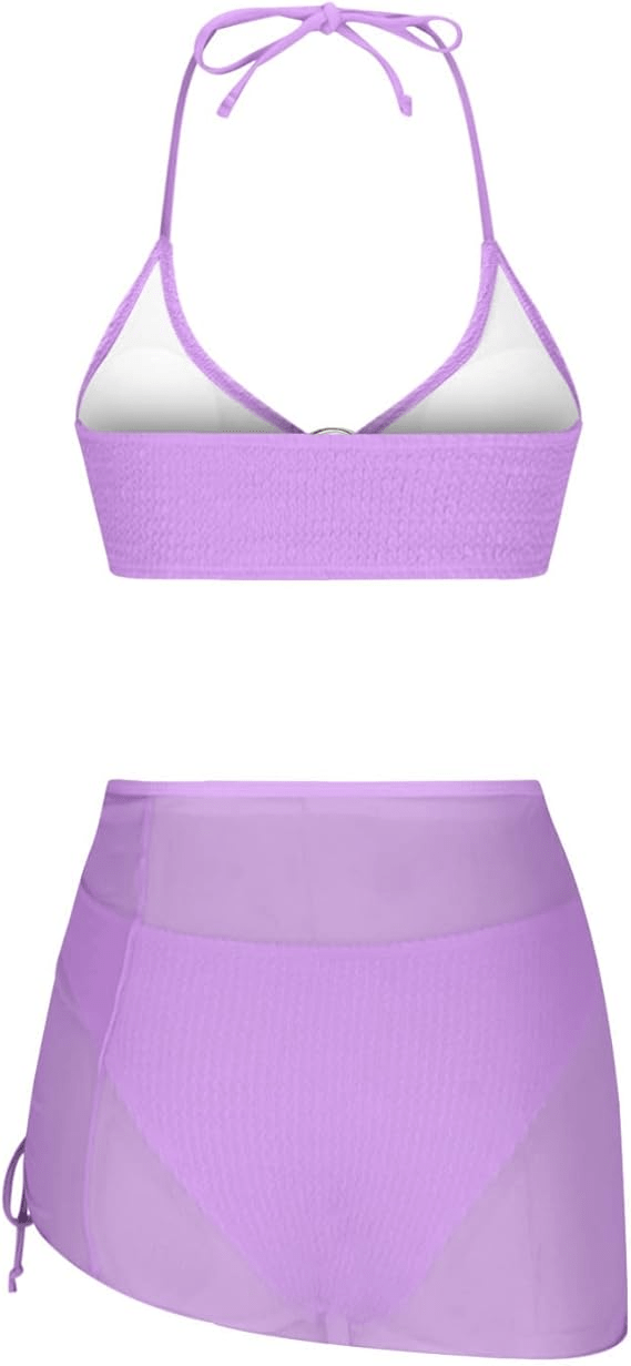 3 Pieces Mesh Skirt Swimsuit - Musttbuy