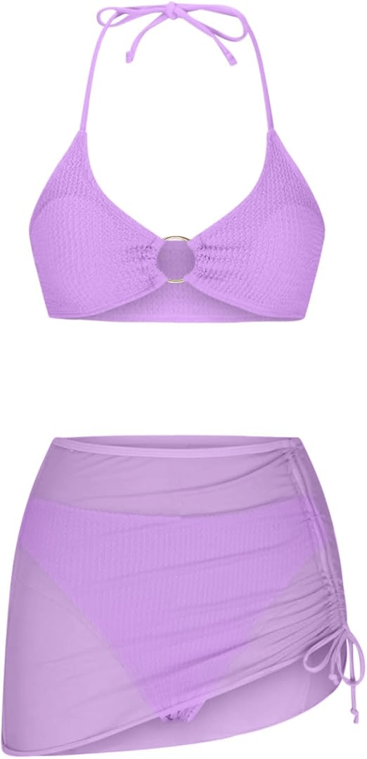 3 Pieces Mesh Skirt Swimsuit - Musttbuy