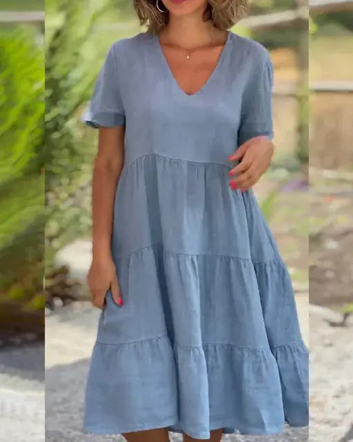 Cotton And Linen Casual Women's Dress