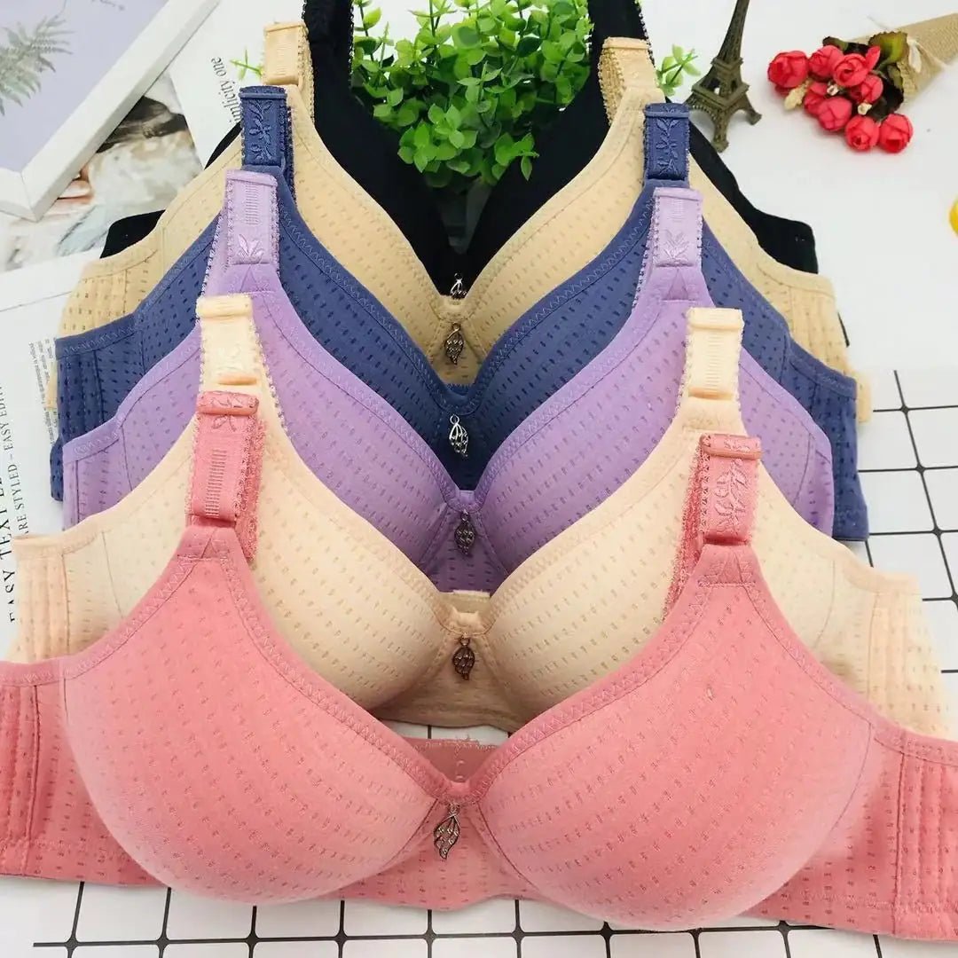 6 Pieces Large Cotton Steel Rimless Bra - Musttbuy