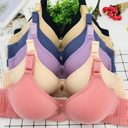 6 Pieces Large Cotton Steel Rimless Bra - Musttbuy
