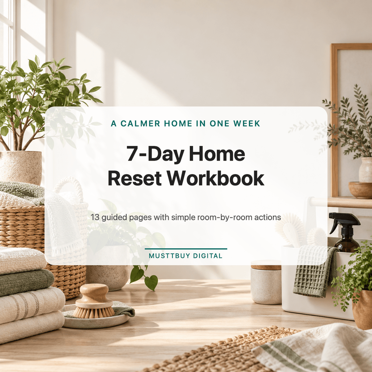 🏡 7-Day Home Reset & Declutter Workbook – Printable PDF - Digital workbook - Musttbuy