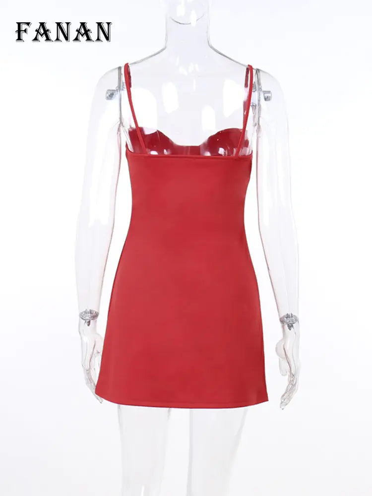 Elegant Red Sleeveless A-line Mini Dress for Women