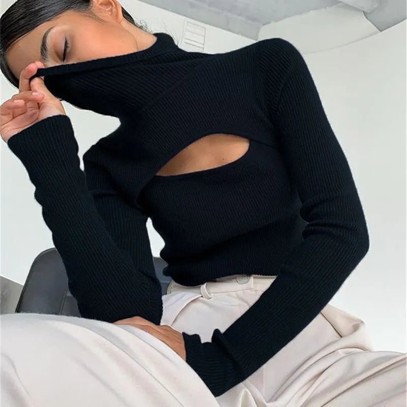 Knitted Long Sleeve Crop Top